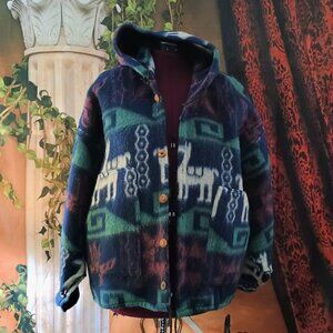 VGUC: Vintage Guatemalan Folk Art Alpaca Hoodie Jacket Sze. XL